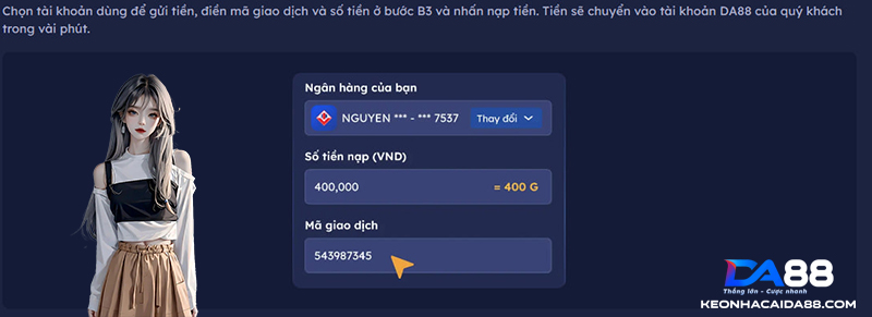 Những lưu khi nạp tiền Da88.